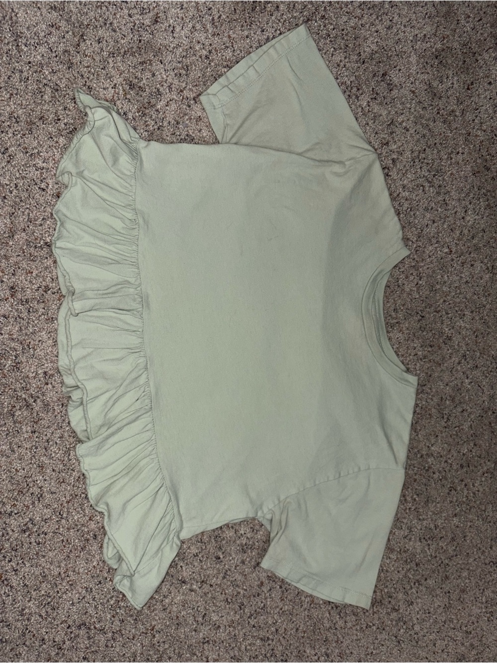 wild fable Sage Green Ruffle Hem Crop Top